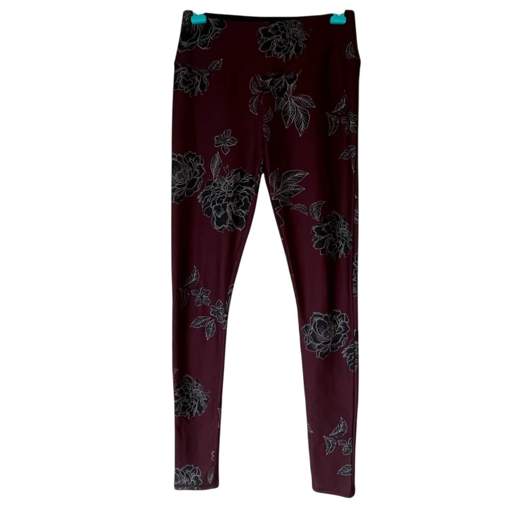 Maurices Maroon Floral In Motion Legging Size Small